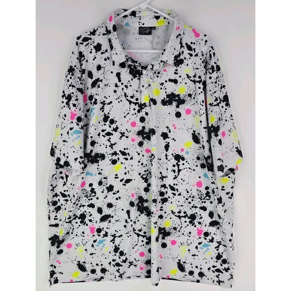 Sunday Swagger Polo Shirt Mens 4XL White Paint Splatter Performance Golf
